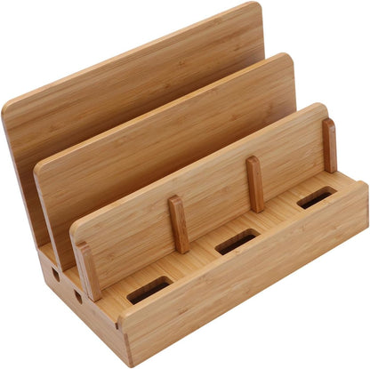 NUOBESTY Bamboo Phone Charging Station Dock Organizer for Multiple Devices