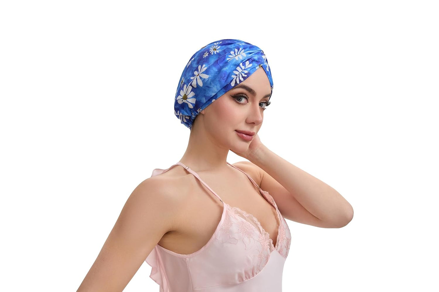 Adjustable Silk Satin Bonnet for Sleeping Hair Wrap, Double Layer Sleep Cap, Night Turban for Large Long Curly Braid Women Men Hair - Matcha Green