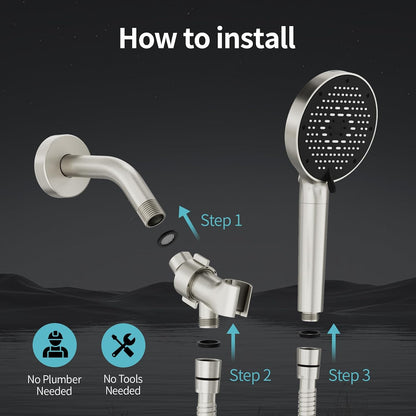SR SUN RISE NSF Certified Filtered Shower Head with Handheld for Hard Water to Remove Chlorine High Pressure 9-Spray Setting (with Power Wash) Anti-Clog Nozzles (1 Filter, Chrome Silver)