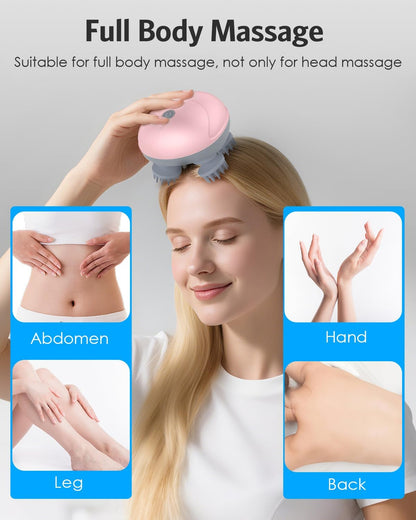 AMIR Upgraded Electric Scalp Massager, Portable Head Massager with Kneading 96 Massage Nodes, Handheld Head Scratcher Massager for Stress Relax and Pain Relief, Ideal Valentine‘s Day Gift for Her/Him