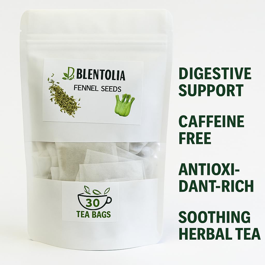 Blentolia Fennel Seed Tea Bags – 30 Count – Herbal Tea for Digestion, Bloating & Wellness – Caffeine-Free & Naturally Soothing