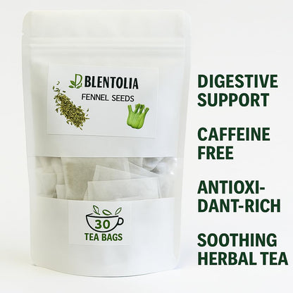 Blentolia Fennel Seed Tea Bags – 30 Count – Herbal Tea for Digestion, Bloating & Wellness – Caffeine-Free & Naturally Soothing