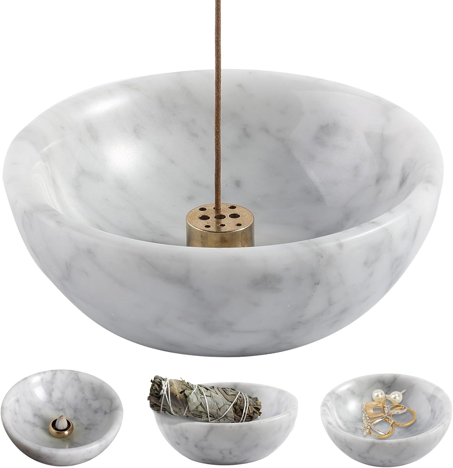 Koville Italian Travertine Incense Holder, 6" Incense Holders for Sticks, Sturdy Incense Burner Ash Catcher, Ideal for Meditation, Relaxing, Easy to Clean