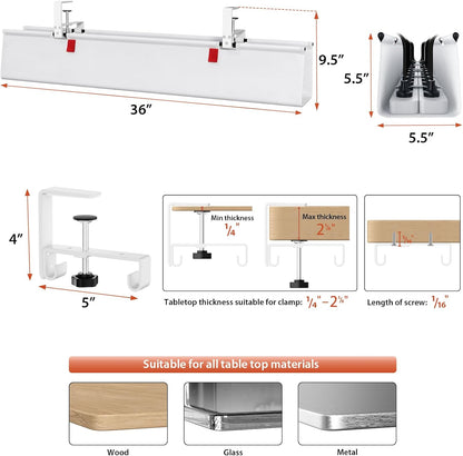Univivi No Drill Under Desk Cable Management Tray, 36 inch Cable Management