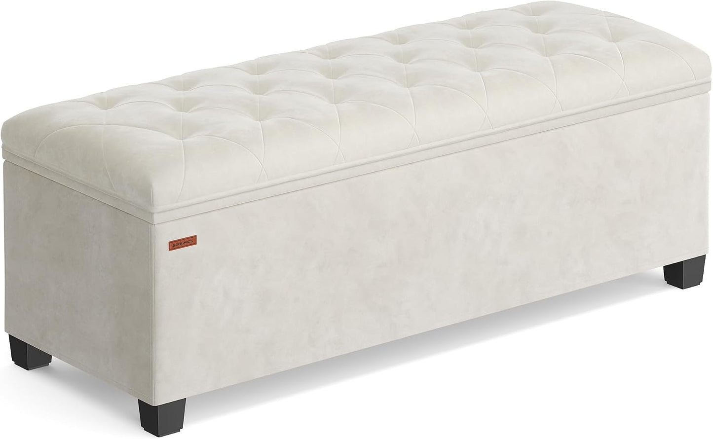 SONGMICS Storage Ottoman Bench, Foot Rest with Legs, 15.7 x 43.3 x 15.7 Inches, End of Bed Bench, Storage Chest, Load up to 660 lb, for Living Room, Bedroom, Entryway, Dark Gray ULSF088G01