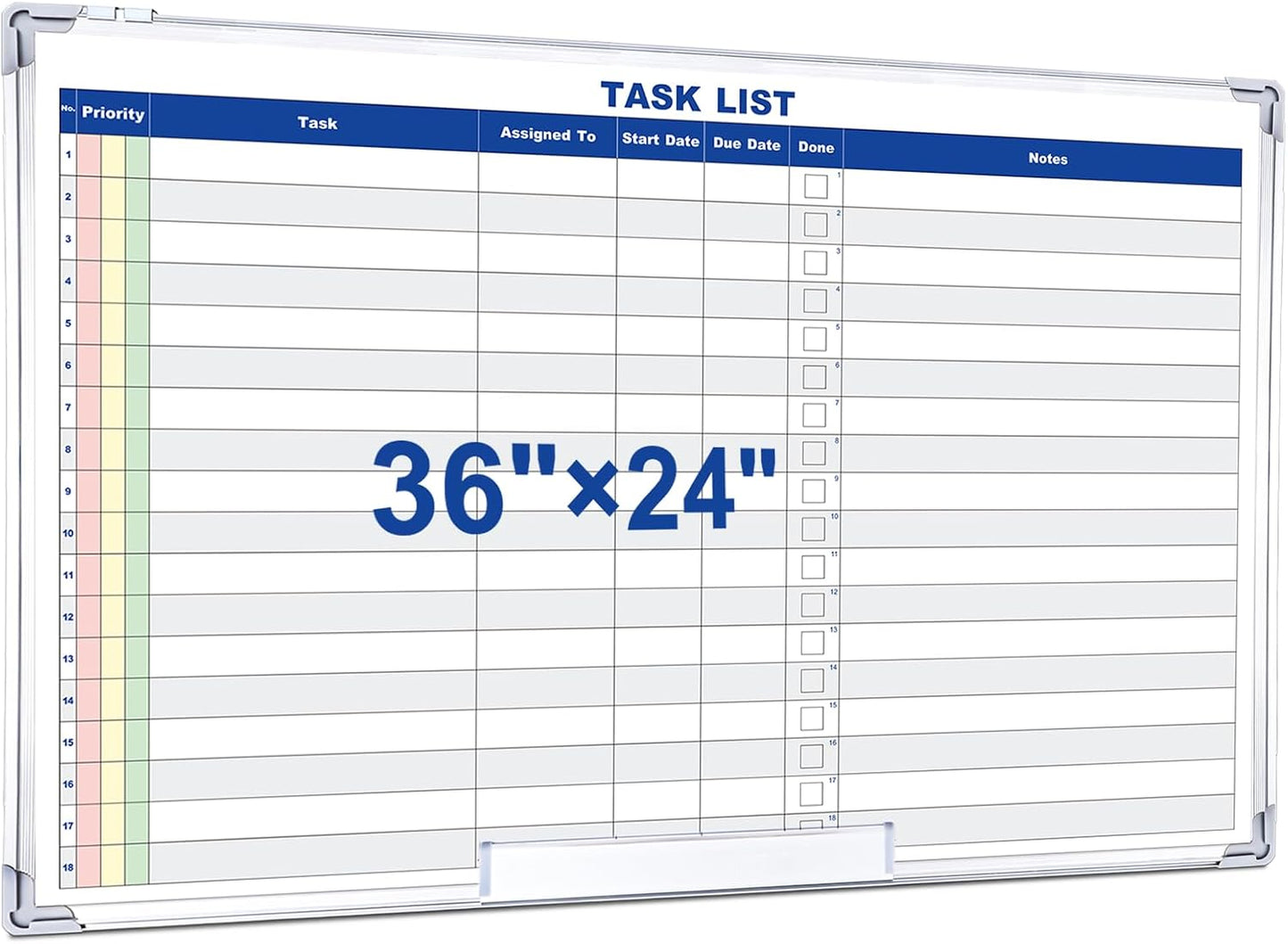 Lincia Double Sided Magnetic Maintenance Task Whiteboard Large Dry Erase 36 x 24 Inch Erasable Task Planner White Board for Wall Employee Assignment Tracker for Office Managing and Tracking Tasks