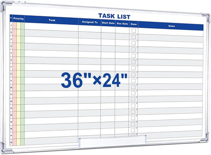 Lincia Double Sided Magnetic Maintenance Task Whiteboard Large Dry Erase 36 x 24 Inch Erasable Task Planner White Board for Wall Employee Assignment Tracker for Office Managing and Tracking Tasks