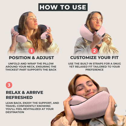 FlyHugz® Neck Travel Pillow Memory Foam Neck Pillow for Comfort on Airplane Compact and Ergonomic Design for Travel, Car Rides, and Home Use Ideal for Adults and Kids.