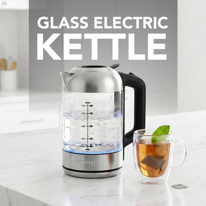OVENTE 1.8L Glass Electric Kettle Water Boiler, Silver KG751S