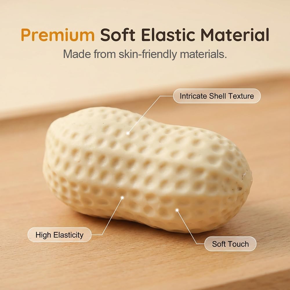 Peanut Shape Stress Relief Ball Soft Squeeze Fidget, TPR Anxiety Relief Hand Grip Decompression Ball for Office Desk Focus Relaxation Portable (1pc)