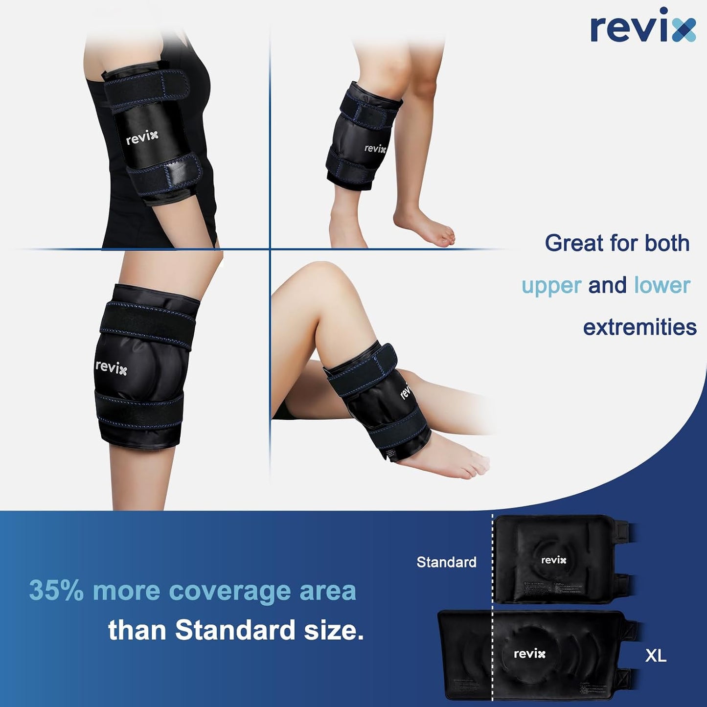 REVIX 19" Extra Large Knee Ice Pack Wrap Around Entire Knee, Reusable Gel Cold Pack for Discomfort and Post-Workout Fatigue, Cold Compress, Enhance Comfort and Recovery