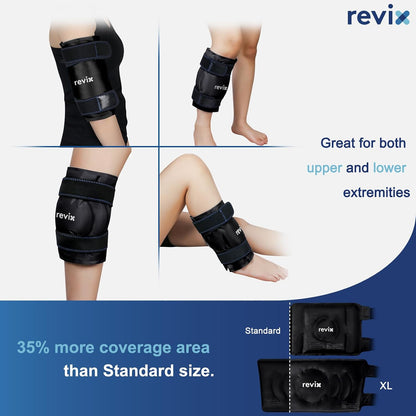 REVIX 19" Extra Large Knee Ice Pack Wrap Around Entire Knee, Reusable Gel Cold Pack for Discomfort and Post-Workout Fatigue, Cold Compress, Enhance Comfort and Recovery