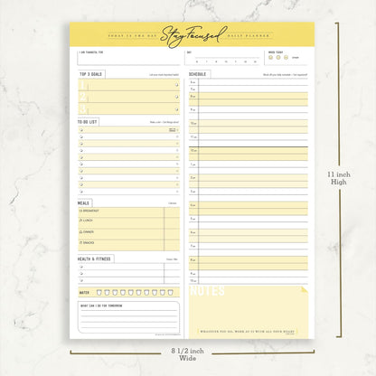 Daily Notepad Planner To Do Schedule - Stay Focused 50 Tear off Premium Made USA (Rose Pink)