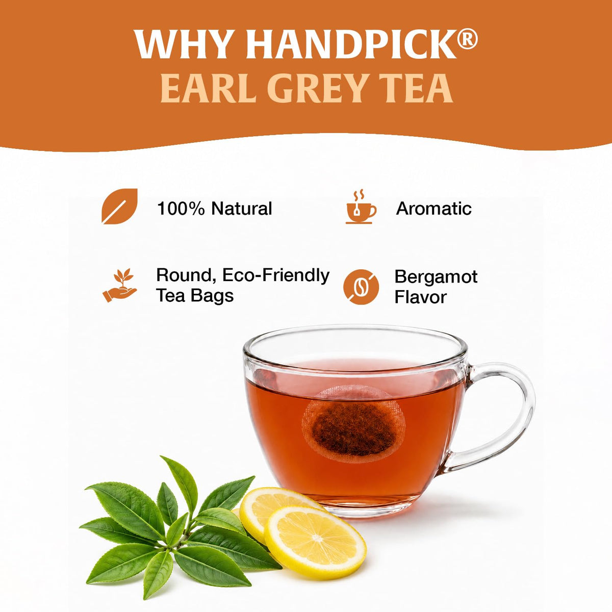 HANDPICK Earl Grey Black Teabags (100 Count)Flavored with Citrus & Bergamot
