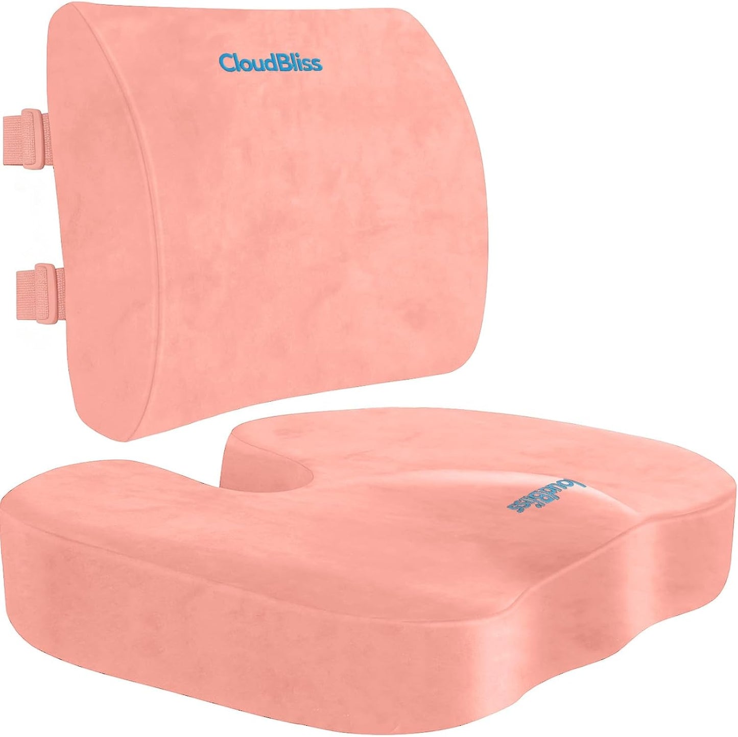 CloudBliss Lumbar Support Pillow & Seat Cushion Set for Office Chair, Desk Chair, Wheelchair & Car – Memory Foam Back Support, Ergonomic Chair Cushions, Sciatica Pain Relief, Home Essentials, Black
