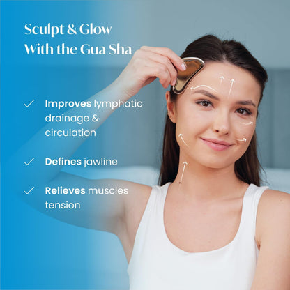 PLANTIFIQUE Stainless Steel Gua Sha and Ice Roller for Face & Body - Cooling Facial Tool Set to Reduce Puffiness, Improve Lymphatic Drainage & Soothe Skin