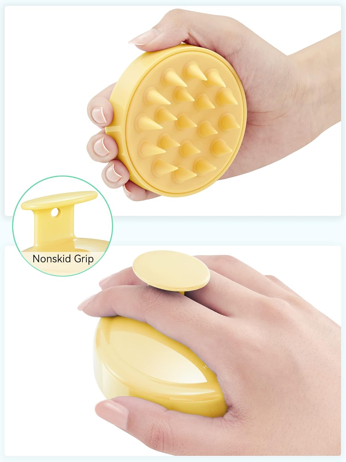 HEETA Scalp Massager Hair Growth, Soft Silicone Scalp Scrubber Shampoo Brush for Exfoliation, Dandruff Removal Head Massage Stress Relax, Wet & Dry Use for Thick Thin Curly Hair Care, Black