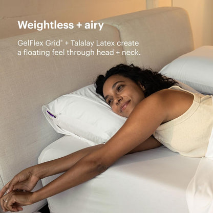 Purple Harmony Pillow - Medium Loft, Standard Size - Cooling Gel Neck and Side Sleeper Pillow, Weightless Medium Feel, GelFlex Grid and Talalay Latex Foam for Pressure-Relieving Support