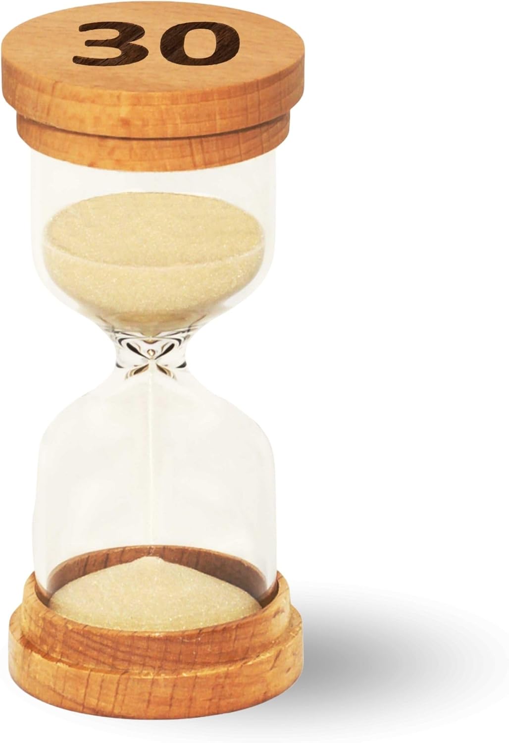 Sand Hourglass Timer - Glass Sand Clock Minutes - Modern Hourglass Watch with Wooden End Caps for Kids, Games, Classroom, Kitchen, Home or Office Decor (5 Minutes)