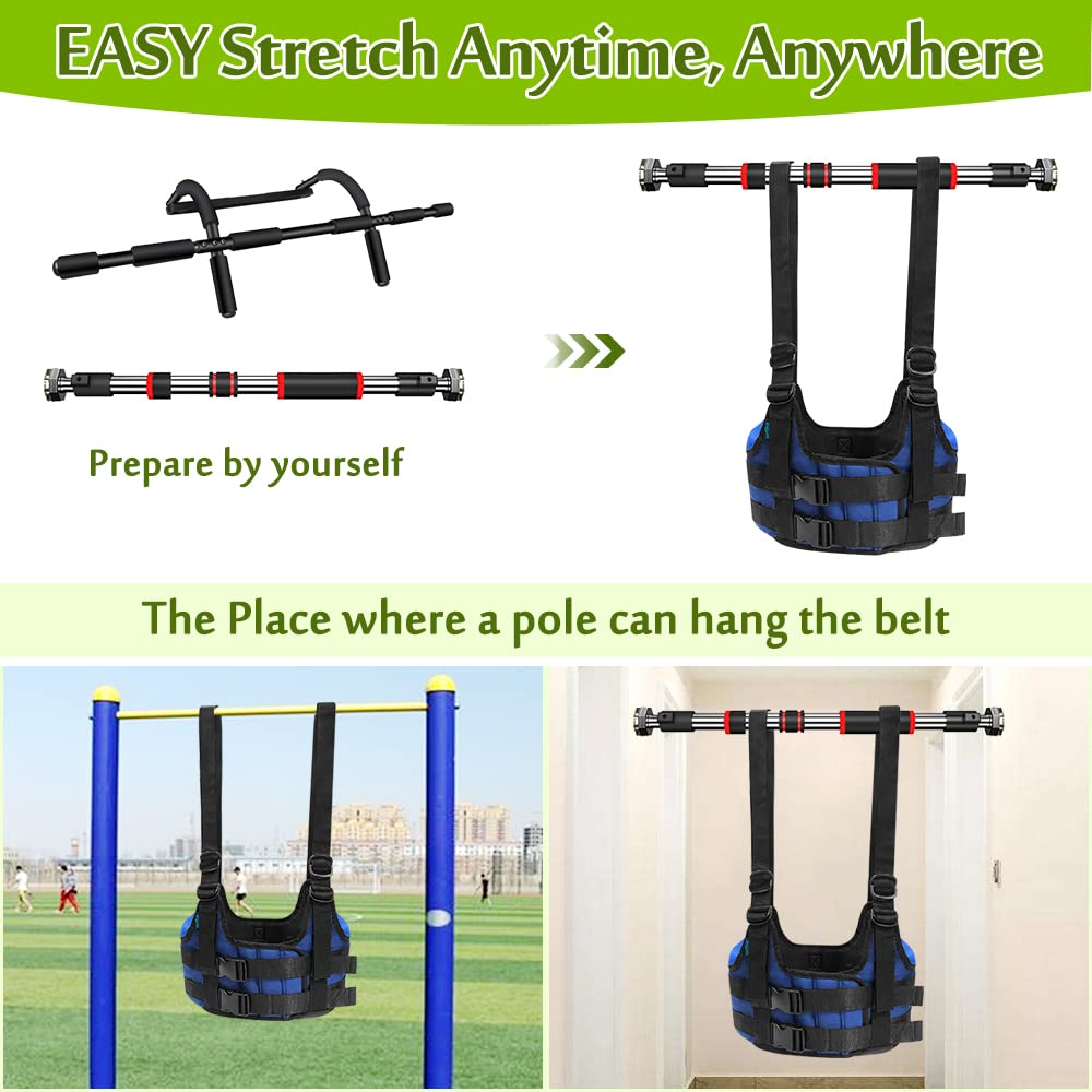 Back Stretcher Harness for Spinal Decompression, Lumbar Traction Belt & Inversion Table Alternative, Back Realignment Device for Herniated Disc Pain Relief – Large (42–50” Chest)