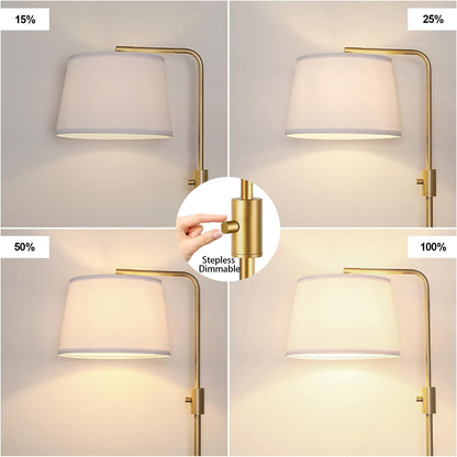 【Upgraded】 Dimmable Floor Lamp, 1000 Lumens LED Edison Bulb Included, Arc Floor Lamps for Living Room Modern Standing Lamp with Linen Shade, Tall Lamp for Bedroom Office Dining Room- Black
