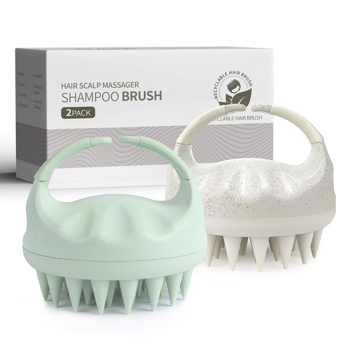 Sndyi Scalp Massager Shampoo Brush, Scalp Scrubber with Soft Silicone Bristles, Scalp Exfoliator for Dandruff Removal, Scalp Massager for Hair Growth, Wet Dry Hair Brush for Scalp Care, Green
