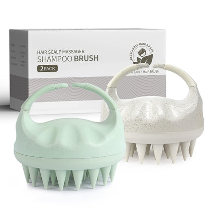 Sndyi Scalp Massager Shampoo Brush, Scalp Scrubber with Soft Silicone Bristles, Scalp Exfoliator for Dandruff Removal, Scalp Massager for Hair Growth, Wet Dry Hair Brush for Scalp Care, Green