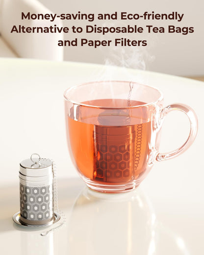Reinmoson Large Tea Infuser for Loose Tea & Spice Infuser for Cooking, Extra Fine Mesh Tea Strainers, 304 Stainless Steel Loose Leaf Tea Steeper for Black Tea, Rooibos, etc