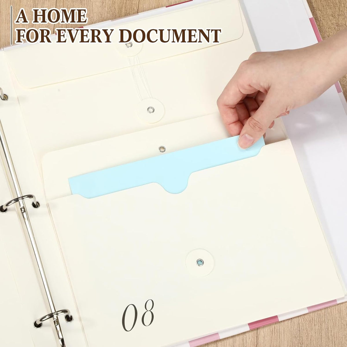 Important Document Organizer Folder Binder Checkered, Green