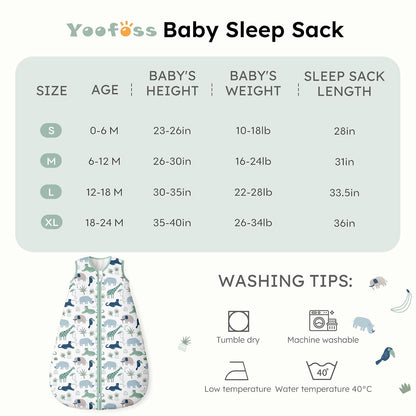Yoofoss Baby Sleep Sack Baby Wearable Blanket 100% Cotton 2-Way Zipper Toddler Sleeping Sack