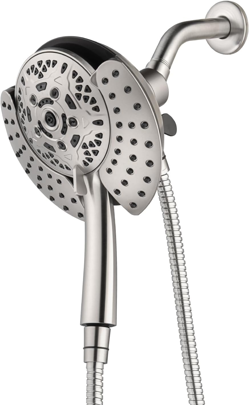 INAVAMZ Shower Head with Handheld High Pressure: Hand Held Shower Head & Rain Shower Head 2-IN-1 Shower Head with 59" Rotatable Stainless Steel Hose, Shower Trim Systems, Sliver 2.5 GPM 15391 Filter