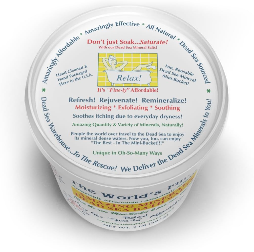 Dead Sea Warehouse-Amazing Minerals Dead Sea Bath Salts,100% Full Mineral Therapeutic Bath Salts, Detoxifying & Moisturizing, Exfoliating for Dry Skin, Unscented(5 lbs)