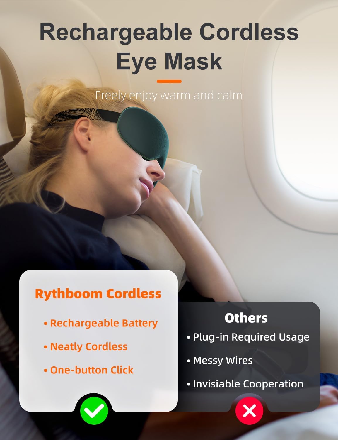 Silk Cordless Heated Eye Mask, Compress Heating Pad for Dry Eye Stye Eye Strain, Electric Warm Eye Mask for Airplane Sleeping, Blackout Eye Mask for Travel, Idea for Women/Men (Silk-Grey)