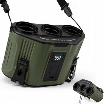 Portable Personal Fan: 3-Motor Hands-Free Waist Fan with 12,000mAh Battery