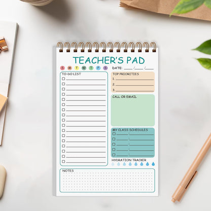 Teacher Notepad - A4 Teacher To Do List Notepad, Spiral Checklist Notebook Organizer for Teachers Notes Task Appointment, Teacher Appreciation Gifts, 8'' x 11'', Green