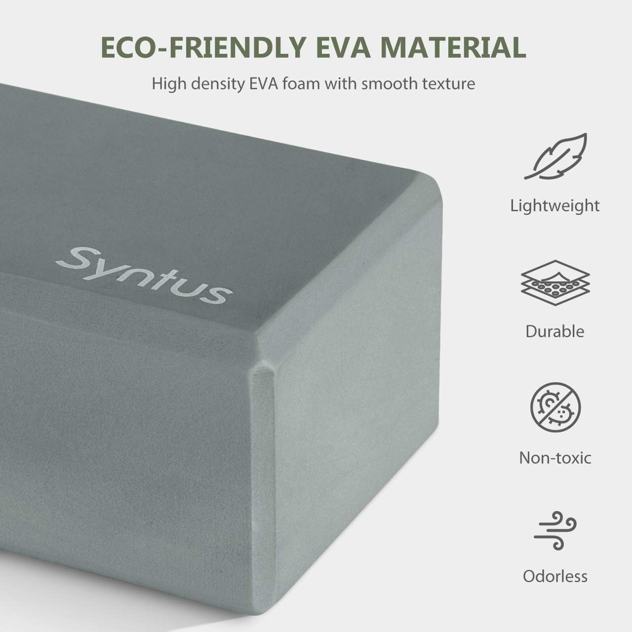 Syntus Yoga Block and Yoga Strap Set, Soft Non-Slip Yoga Blocks 9×6×4 inches, 8FT Metal D-Ring Strap for Yoga, General Fitness, Pilates, Stretching and Toning