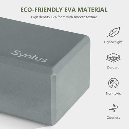 Syntus Yoga Block and Yoga Strap Set, Soft Non-Slip Yoga Blocks 9×6×4 inches, 8FT Metal D-Ring Strap for Yoga, General Fitness, Pilates, Stretching and Toning
