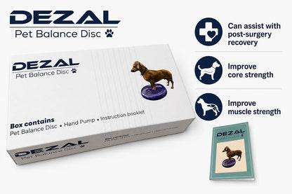 DEZAL Dog Balance Disc Cushion 14" - With 2 Exercises and Pump - Dog rehab Exercise Strength Endurance Conditioning Fitness Flexibility Rehabilitation Physical Training Tool for Senior Dogs