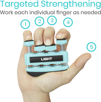 Finger Strengthener by Vive (3 Pack) Hand Grip Equipment for Guitar, Musicians, Rock Climbing & Therapy - Gripper with Exercise Guide for Strengthening Muscles