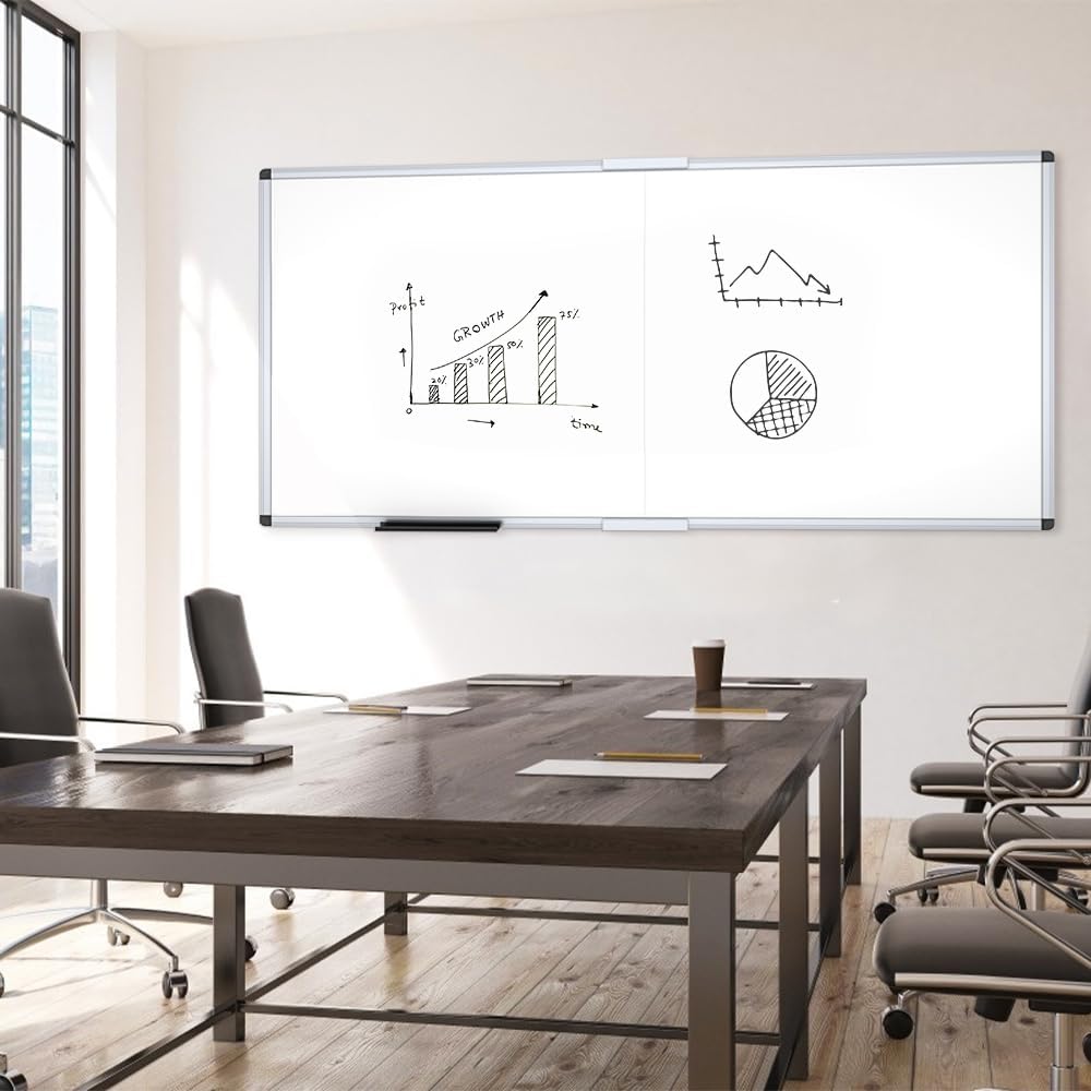 VIZ-PRO Magnetic Dry Erase Board, 36 X 24 Inches, Silver Aluminium Frame