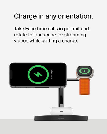 Belkin Qi2 15W Wireless Charging Station, 3 in 1 iPhone Charger
