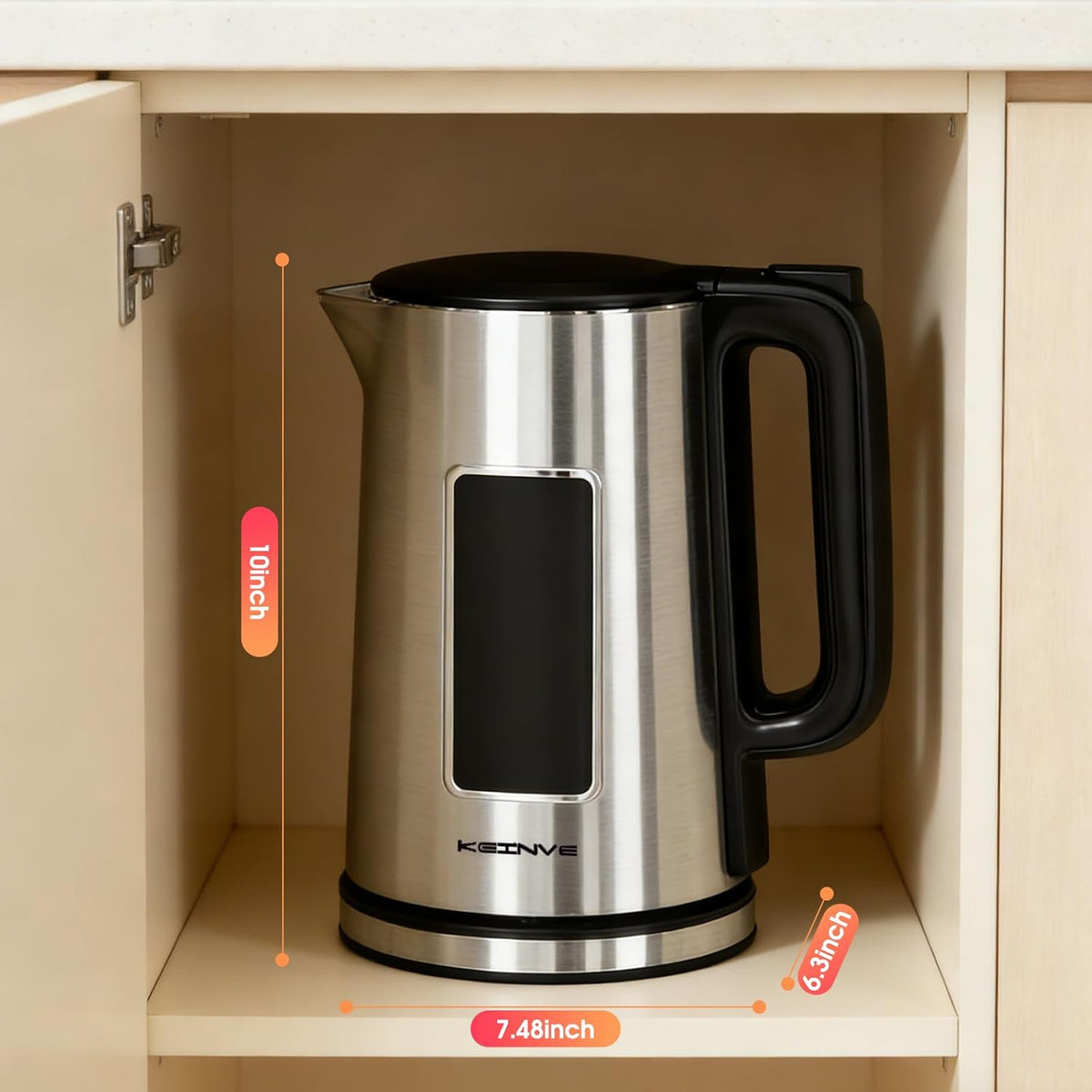 KEINVE 1.7L Electric Kettle, Touch Screen, No Plastic Interior