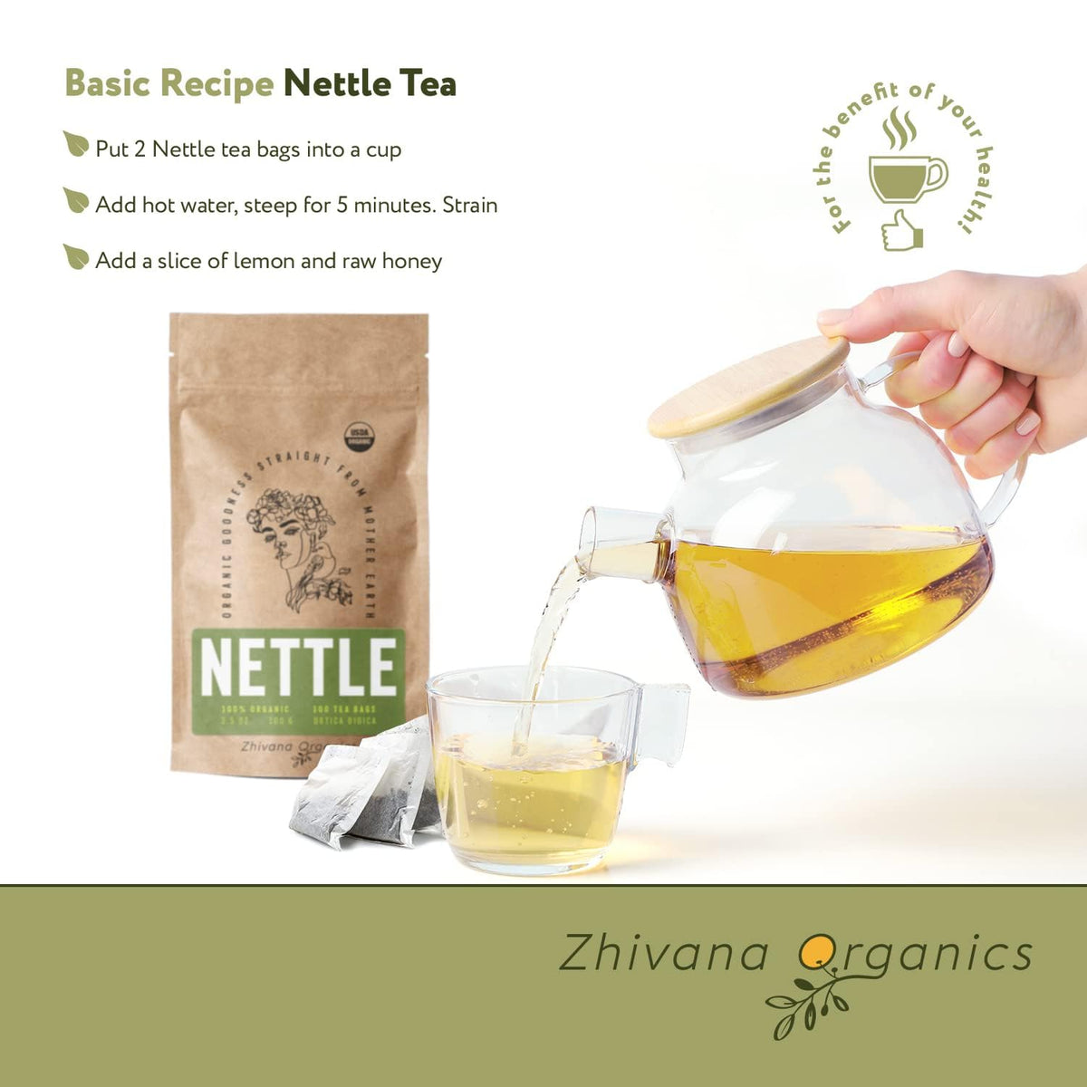 Nettle Tea Organic (100 Tea Bags) - Te de Ortiga - Digestion, Fluid Balance