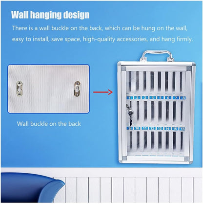 Large Capacity Wall Mounted Phone Storage Cabinet 48/60 Slots Aluminum Alloy with Handle Portable Charging Station for Home & Office Use,12