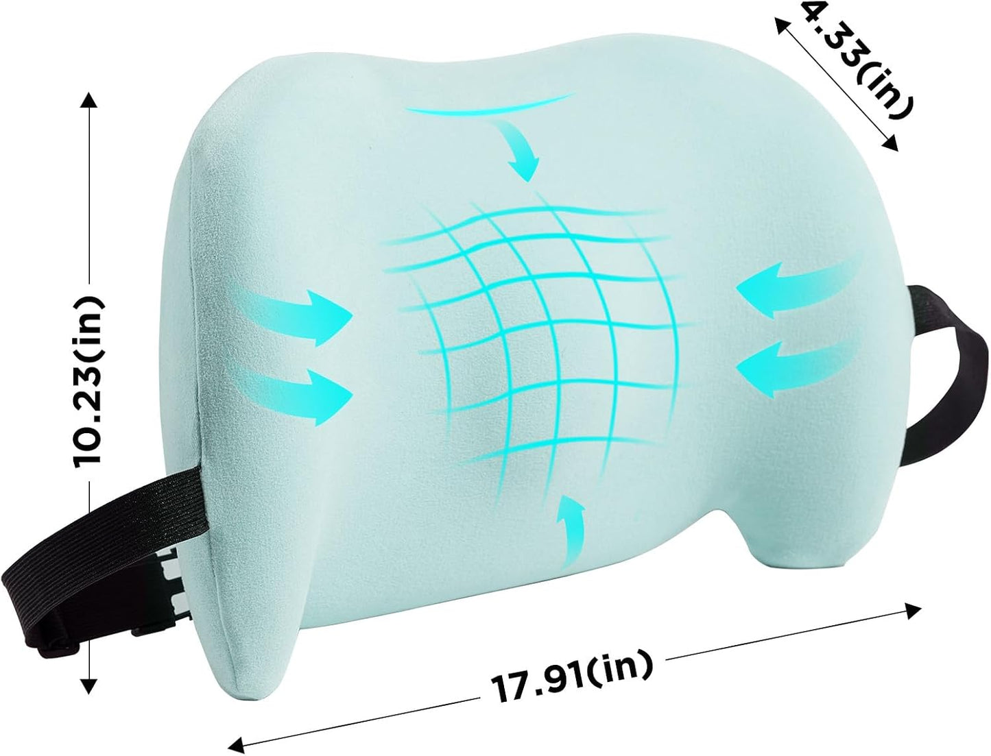 Lumbar Support Pillow for Office Chair, Car Lumbar Pillow Lower Back Pain Relief, Memory Foam Back Cushion with 4D Mesh Cover and Adjustable Straps, Ergonomic Chair Back Pillow for Car,Bed, Gaming