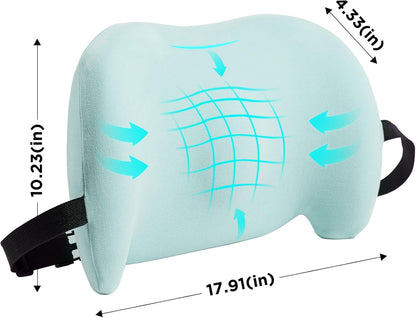 Lumbar Support Pillow for Office Chair, Car Lumbar Pillow Lower Back Pain Relief, Memory Foam Back Cushion with 4D Mesh Cover and Adjustable Straps, Ergonomic Chair Back Pillow for Car,Bed, Gaming