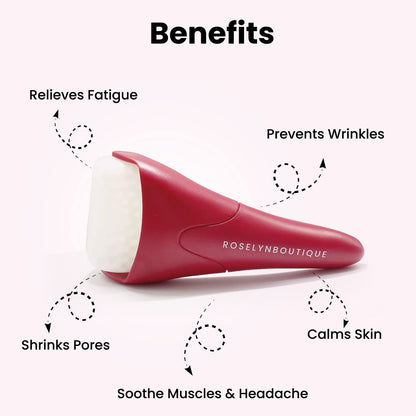 ROSELYNBOUTIQUE Ice Roller for Face & Gua Sha Facial Tools - Wrinkles Fine Lines Puffiness Massager Facial Skin Care Guasha Tools Self Care Gifts for Men Women (Pink)