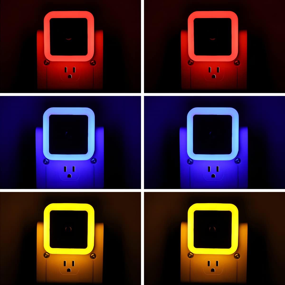 KINUR 6 Pack Night Light, LED Night Lights Plug into Wall with Dusk to Dawn sensors, Plug in Night Lights for Kids Room, Bedroom, Bathroom, Baby Nursery,Stair Lights, Hallway Light, Amber Color