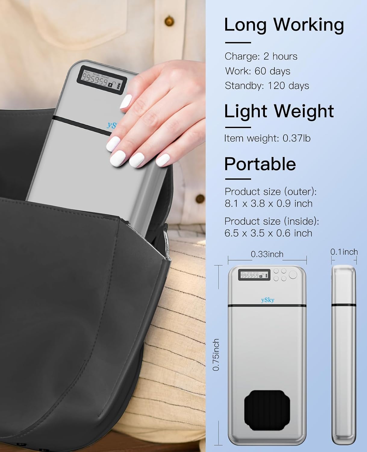 ySky Metal Phone Lock Box with Timer,Portable Timed Phone Lock Box for iPhone and Android Phones, Self-Control Timer Phone Locker to Help Kids,Students to Reduce Screen time,Phone Jail Box