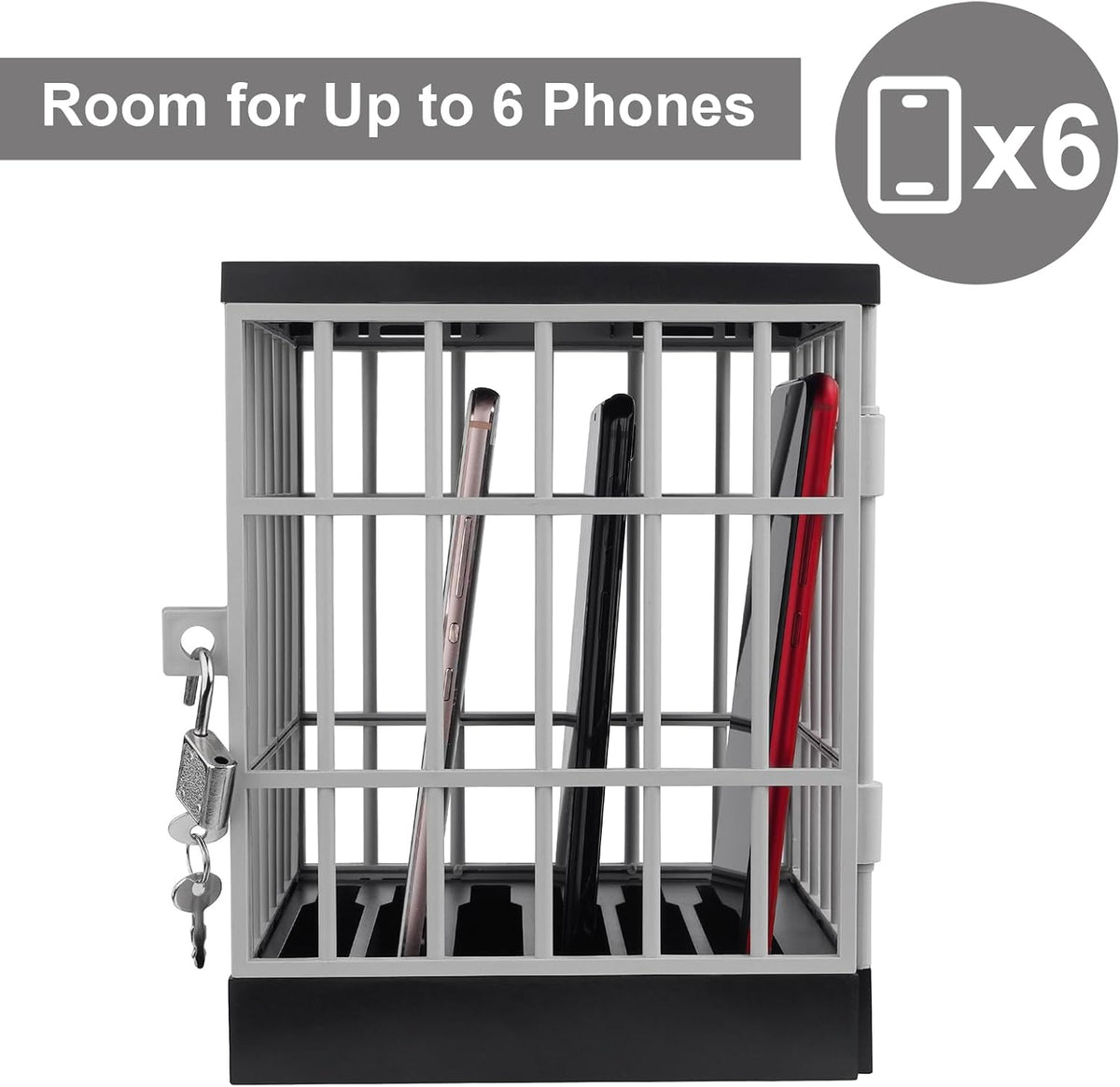 Gemaxvoled Cell Phone Jail Lock Box, Mobile Phones Prison Lockable Cage for Classroom Family Time Party